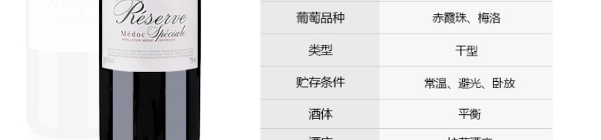 法國(guó)拉菲羅斯柴爾德珍藏梅多克法定產(chǎn)區(qū)紅葡萄酒750ml
